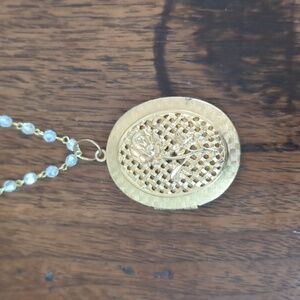 Upcycled, handmade necklace with vintage goldtone rose locket